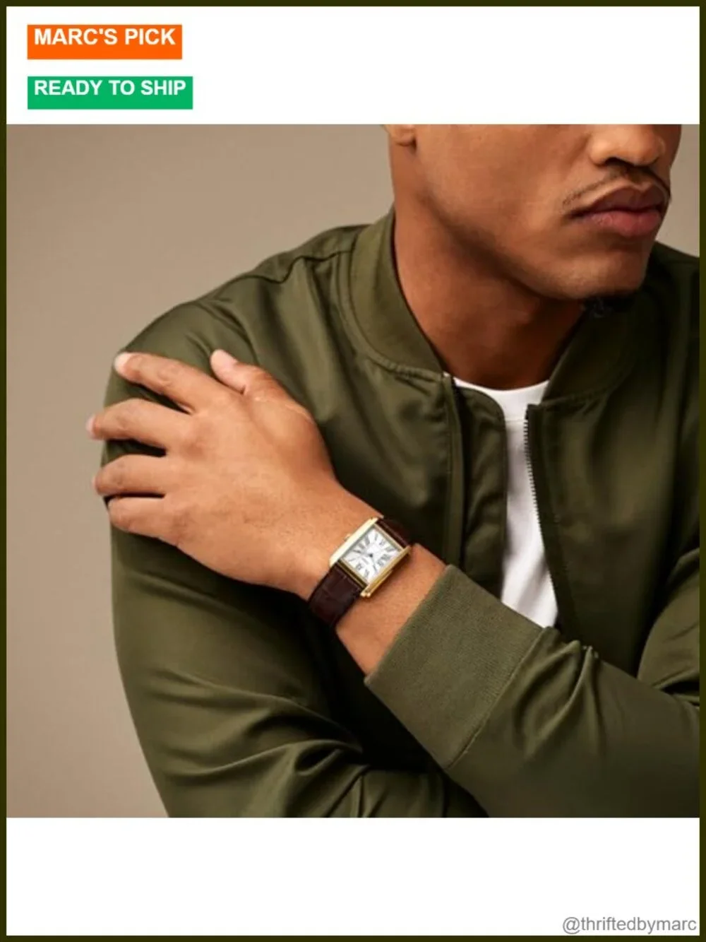 Men's Quartz Stainless Steel Three-Hand Watch with Leather Strap